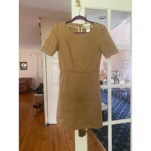 Chloe Beige Sleeveless Cotton Fit And Flair Summer Dress 36